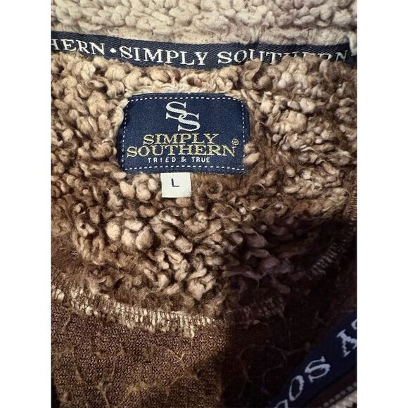 Simply Southern Women's Sherpa Pullover Jacket Brown Size L Standard Casual Zip - Picture 9 of 11